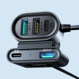 Joyroom JR-CL05 78W Schnellladegerät Auto 5 Ports (2xPD+3QC3.0) 1,5m Kabel - Schwarz