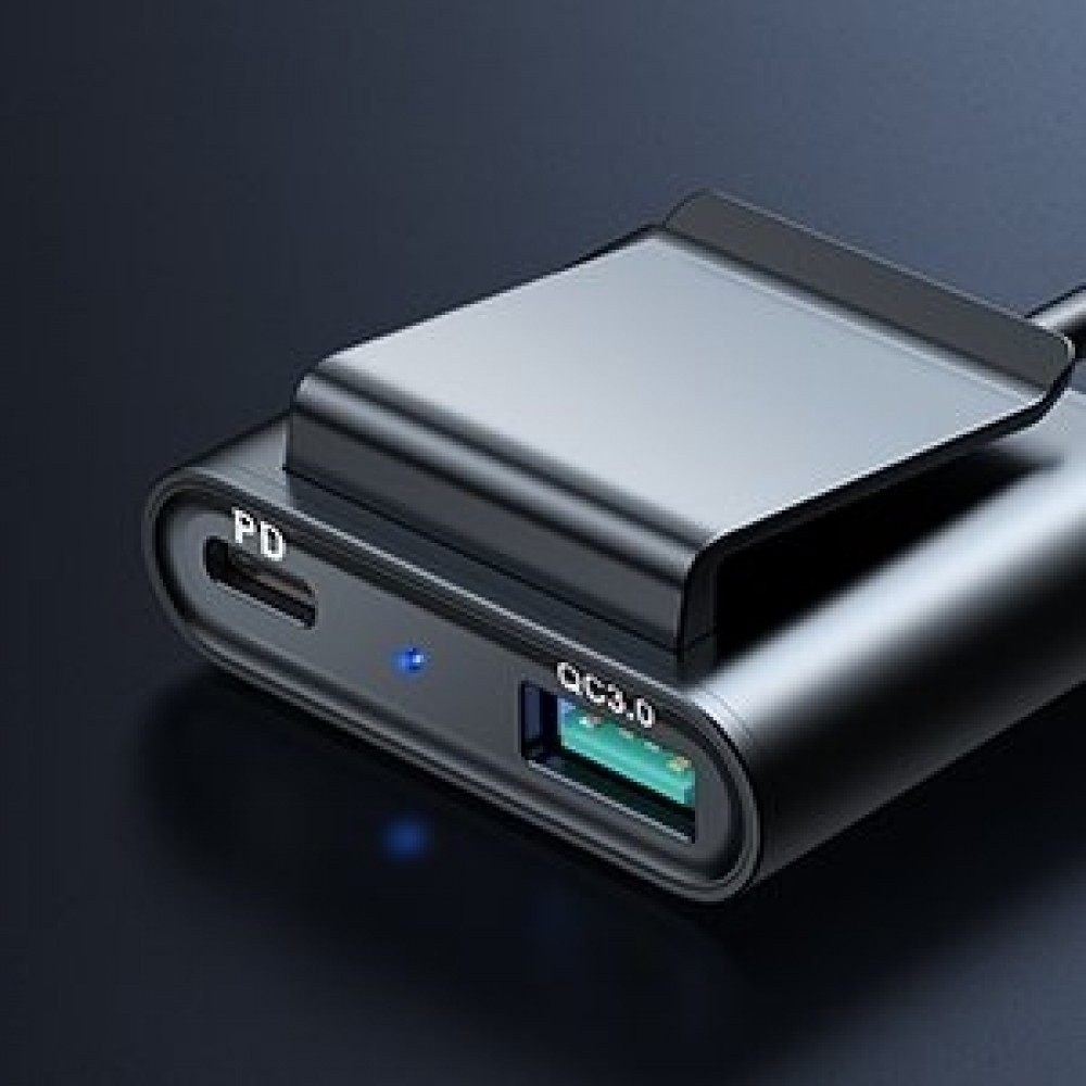 Joyroom JR-CL05 78W Schnellladegerät Auto 5 Ports (2xPD+3QC3.0) 1,5m Kabel - Schwarz