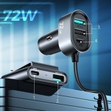 Joyroom JR-CL05 78W Schnellladegerät Auto 5 Ports (2xPD+3QC3.0) 1,5m Kabel - Schwarz