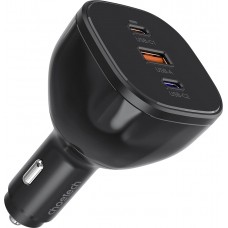 Choetech TC0024 165W Ultra Schneller Auto Ladegerät mit 2x USB-C PD 3.1 + 1x USB-A Schnellladeanschluss - Schwarz