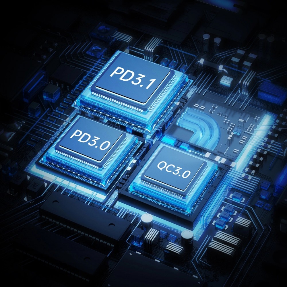 Choetech TC0024 165W Ultra Schneller Auto Ladegerät mit 2x USB-C PD 3.1 + 1x USB-A Schnellladeanschluss - Schwarz