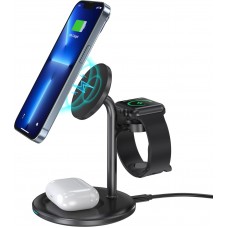 Choetech T585-F - Magnetische 3-in-1 Wireless Lade Station für iPhone / AirPods Pro / Apple Watch - Schwarz