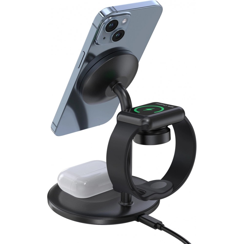 Choetech T585-F - Magnetische 3-in-1 Wireless Lade Station für iPhone / AirPods Pro / Apple Watch - Schwarz