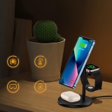 Choetech T585-F - Magnetische 3-in-1 Wireless Lade Station für iPhone / AirPods Pro / Apple Watch - Schwarz