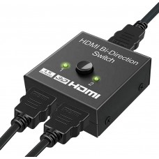 HDMI 2.0 Bidirektionaler Switch 2x1 / 1x2 4K UHD HDMI Umschalter Dual-Port High-Speed Splitter Audio Video - Schwarz