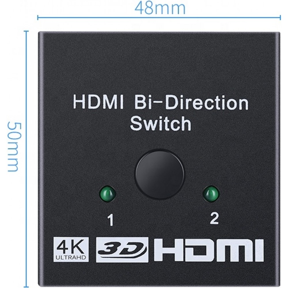 HDMI 2.0 Bidirektionaler Switch 2x1 / 1x2 4K UHD HDMI Umschalter Dual-Port High-Speed Splitter Audio Video - Schwarz