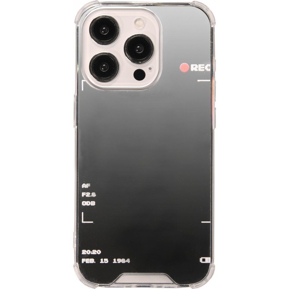 iPhone 14 Pro Case Hülle - Spiegel-Effekt Silikon-Kamera mit verstärkten Ecken - Silber