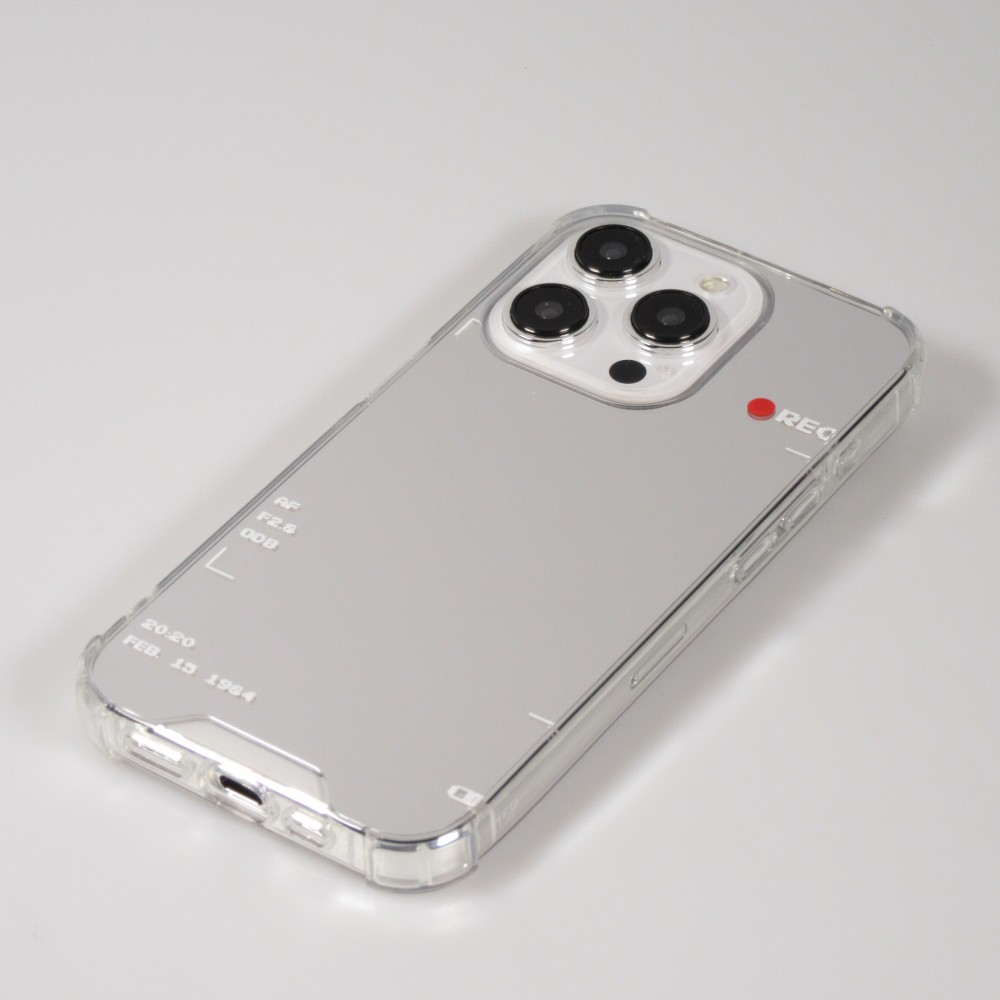 iPhone 14 Pro Case Hülle - Spiegel-Effekt Silikon-Kamera mit verstärkten Ecken - Silber