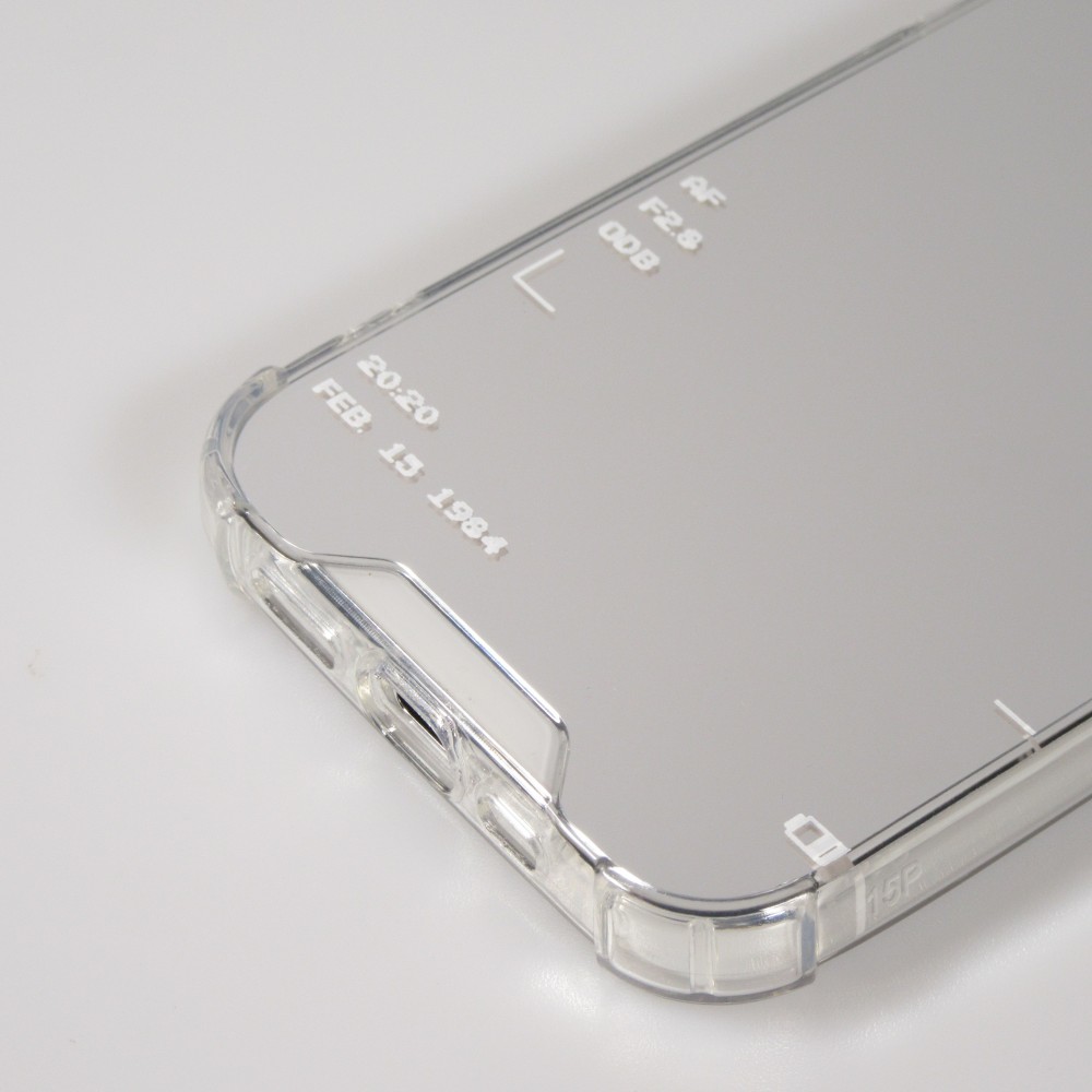 iPhone 14 Pro Case Hülle - Spiegel-Effekt Silikon-Kamera mit verstärkten Ecken - Silber