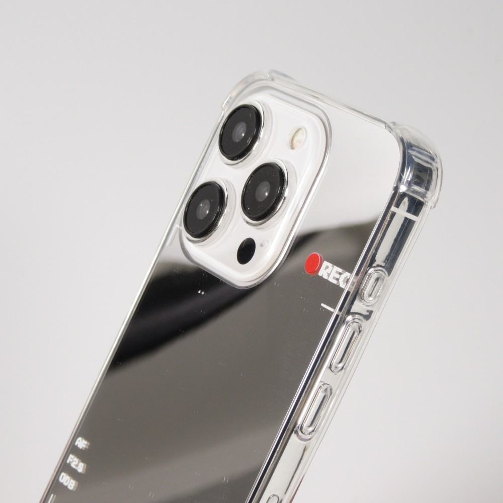 iPhone 14 Pro Case Hülle - Spiegel-Effekt Silikon-Kamera mit verstärkten Ecken - Silber