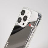 iPhone 14 Pro Case Hülle - Spiegel-Effekt Silikon-Kamera mit verstärkten Ecken - Silber