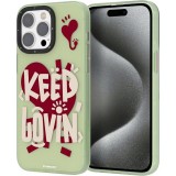 iPhone 14 Pro Max Case Hülle - Youngkit Keep Lovin Transparentes Grünes Silikon mit Herz - Grün