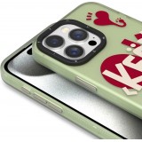 iPhone 14 Pro Max Case Hülle - Youngkit Keep Lovin Transparentes Grünes Silikon mit Herz - Grün