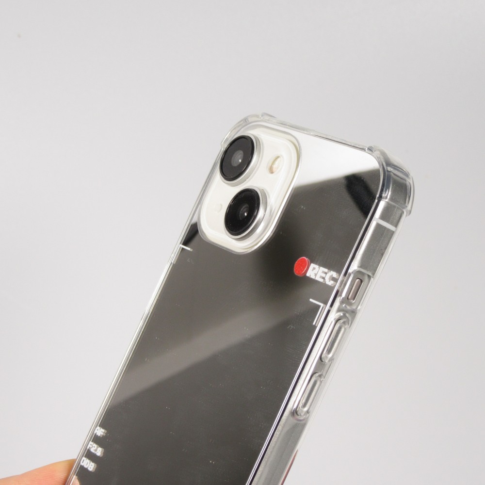 iPhone 15 Case Hülle - Spiegel-Effekt Silikon-Kamera mit verstärkten Ecken - Silber