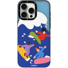 iPhone 15 Pro Max Case Hülle - Farbenfrohe und lustige Surfer am Strand Youngkit Design Eleonora Arosio - Multicolor