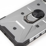 iPhone 16 Case H&uuml;lle - Armor mit Silikon-Eckschutz und St&uuml;tzring - Silber