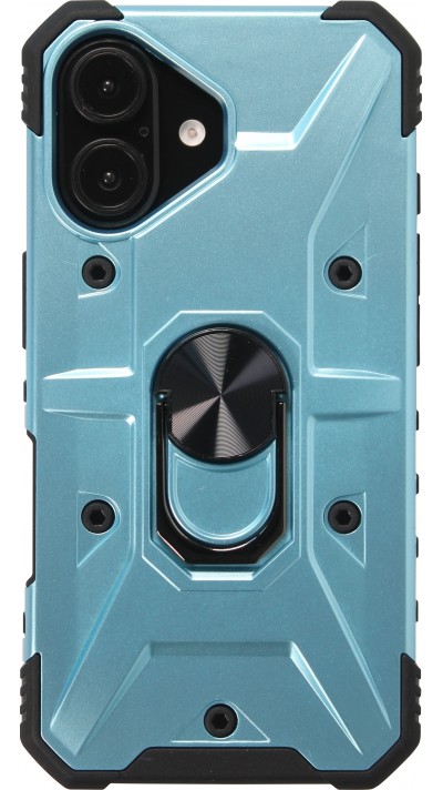 iPhone 16 Case Hülle - Armor Silikon-Ecken-Schutz mit Stützring - Hellblau