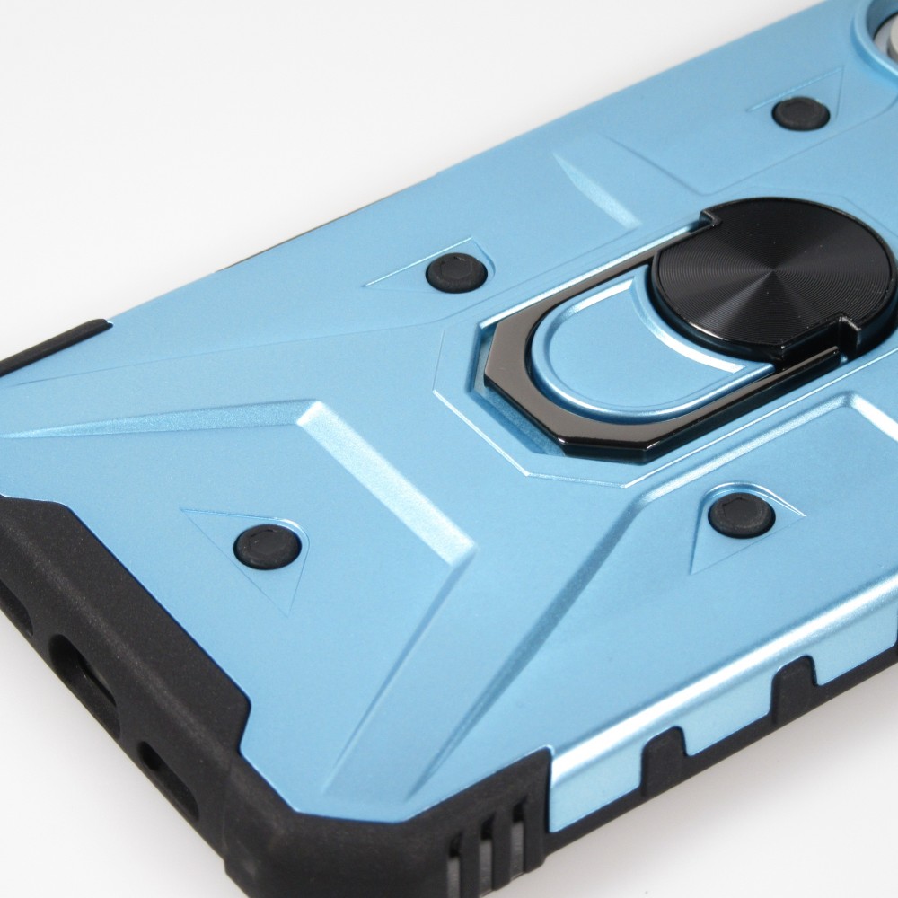 iPhone 16 Case H&uuml;lle - Armor Silikon-Ecken-Schutz mit St&uuml;tzring - Hellblau