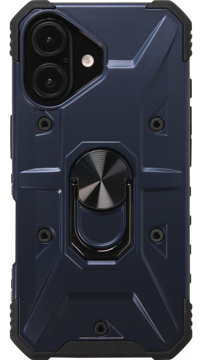 iPhone 16 Case Hülle - Armor Silikon-Ecken-Schutz mit Stützring - Dunkelblau