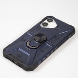 iPhone 16 Case H&uuml;lle - Armor Silikon-Ecken-Schutz mit St&uuml;tzring - Dunkelblau