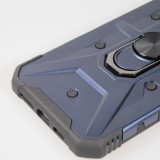 iPhone 16 Case H&uuml;lle - Armor Silikon-Ecken-Schutz mit St&uuml;tzring - Dunkelblau