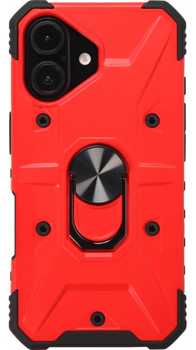 iPhone 16 Case Hülle - Armor mit Silikon-Eckschutz und Stützring - Rot
