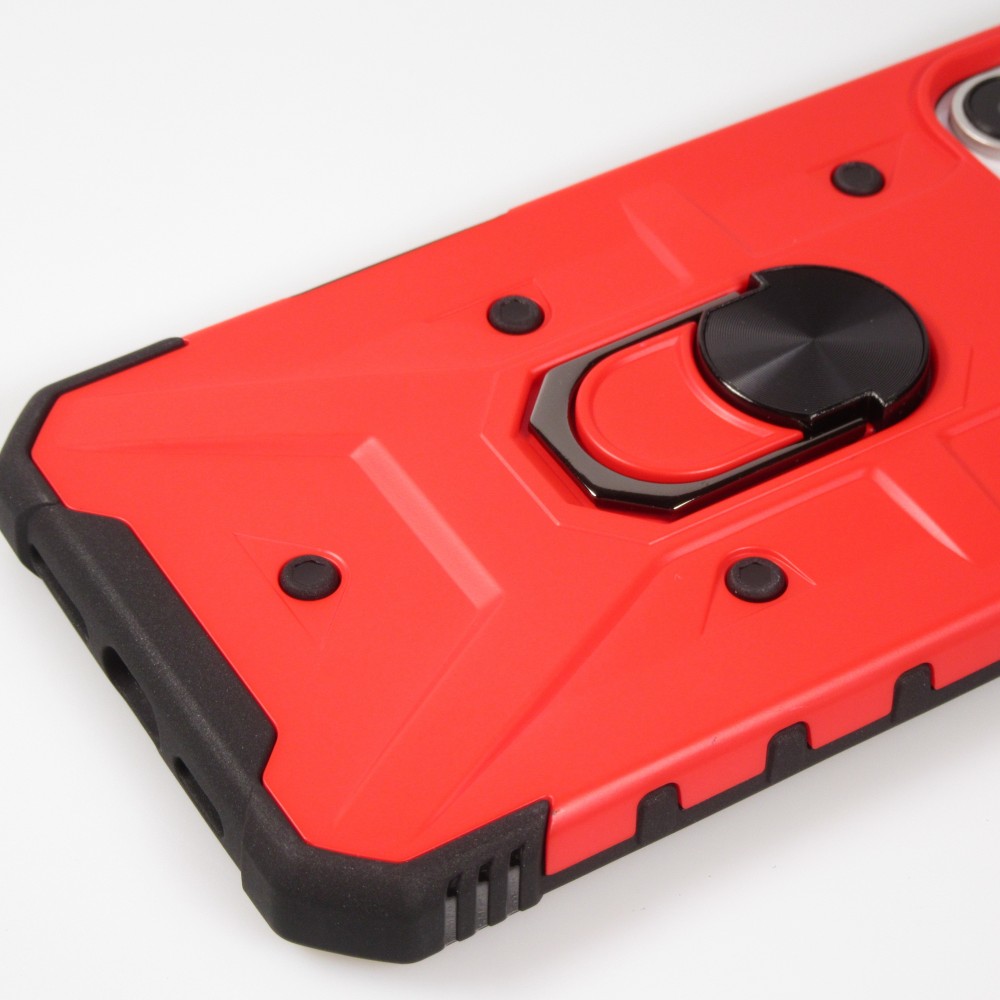 iPhone 16 Case H&uuml;lle - Armor mit Silikon-Eckschutz und St&uuml;tzring - Rot
