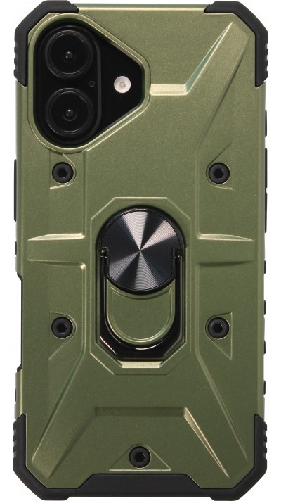 iPhone 16 Case Hülle - Armor Silikon-Ecken-Schutz mit Stützring - Grün