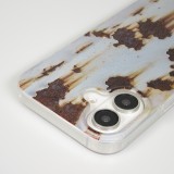 iPhone 16 Case Hülle - Industrieller Vintage Rost-Effekt aus hartem Silikon - Blau