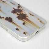 iPhone 16 Case Hülle - Industrieller Vintage Rost-Effekt aus hartem Silikon - Blau