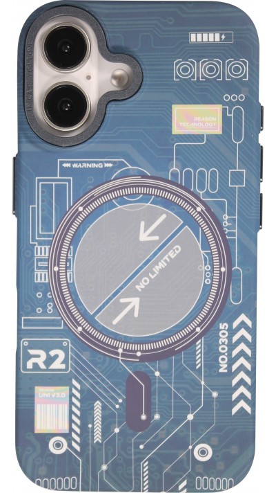 iPhone 16 Case H&uuml;lle - Futuristisches Design mit integrierten Tasten & MagSafe-kompatibel - Blau