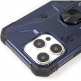 iPhone 16 Pro Case H&uuml;lle - Armor Silikon-Ecken-Schutz mit St&uuml;tzring - Dunkelblau