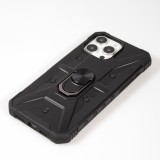 iPhone 16 Pro Case H&uuml;lle - Armor mit Silikon-Eckschutz und St&uuml;tzring - Schwarz
