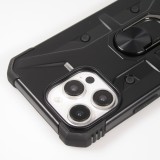 iPhone 16 Pro Case H&uuml;lle - Armor mit Silikon-Eckschutz und St&uuml;tzring - Schwarz