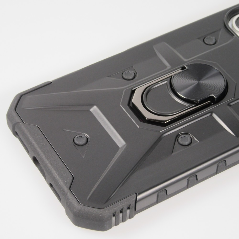 iPhone 16 Pro Case H&uuml;lle - Armor mit Silikon-Eckschutz und St&uuml;tzring - Schwarz