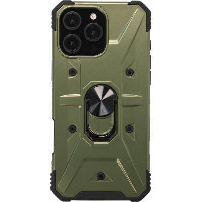 iPhone 16 Pro Case H&uuml;lle - Armor Silikon-Ecken-Schutz mit St&uuml;tzring - Gr&uuml;n
