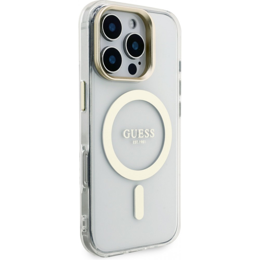 iPhone 16 Pro Case Hülle - MagSafe Magnetische Hülle mit Wechselplatten (Rosa / Braun / Schwarz) und Kameraständer - Transparent