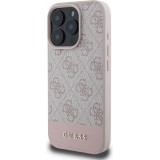 iPhone 16 Pro Case Hülle - Guess 4G Muster mit goldfarbenem 3D-Logo - Rosa