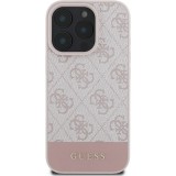 iPhone 16 Pro Case Hülle - Guess 4G Muster mit goldfarbenem 3D-Logo - Rosa