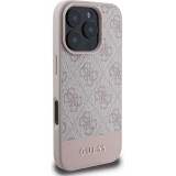 iPhone 16 Pro Case Hülle - Guess 4G Muster mit goldfarbenem 3D-Logo - Rosa