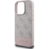 iPhone 16 Pro Case Hülle - Guess 4G Muster mit goldfarbenem 3D-Logo - Rosa