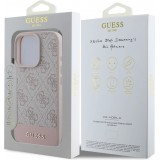 iPhone 16 Pro Case Hülle - Guess 4G Muster mit goldfarbenem 3D-Logo - Rosa
