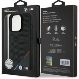 iPhone 16 Pro Max Case Hülle - BMW M Trikolore Design Perforiert MagSafe Kompatible Premium Schutz - Schwarz