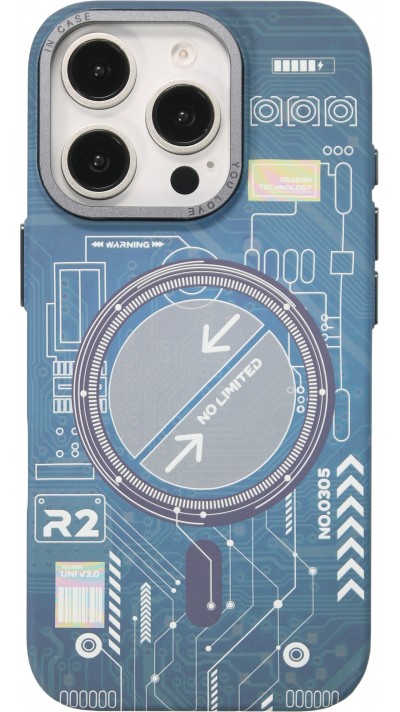 iPhone 16 Pro Max Case Hülle - Futuristisches Design mit integrierten Tasten & MagSafe-kompatibel - Blau