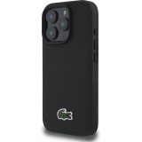iPhone 16 Pro Max Case Hülle - Lacoste Iconique Petit Piqué Pack mit gewebtem Logo und USB-C zu USB-C Datenkabel - Schwarz