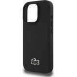 iPhone 16 Pro Max Case Hülle - Lacoste Iconique Petit Piqué Pack mit gewebtem Logo und USB-C zu USB-C Datenkabel - Schwarz