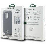 iPhone 16 Pro Max Case Hülle - Lacoste Iconique Petit Piqué Pack mit gewebtem Logo und USB-C zu USB-C Datenkabel - Schwarz