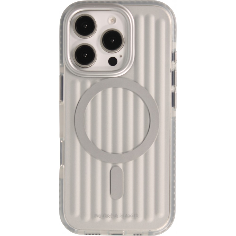 iPhone 16 Pro Max Case Hülle - Puloka MagSafe elegante minimalistische weiche Silikonhülle - Silber