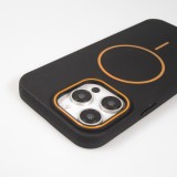 iPhone 16 Pro Max Case H&uuml;lle - Silicone MagSafe Flexibel Halo Licht - Schwarz