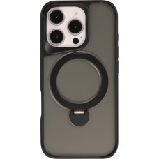 iPhone 16 Pro Max Case Hülle - Transparente Minimalistisch mit Drehring und Verstärkten Kanten - Schwarz
